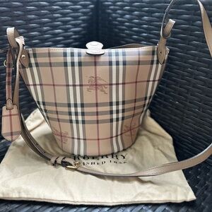 Burberry Tan and Black Check Crossbody Bag